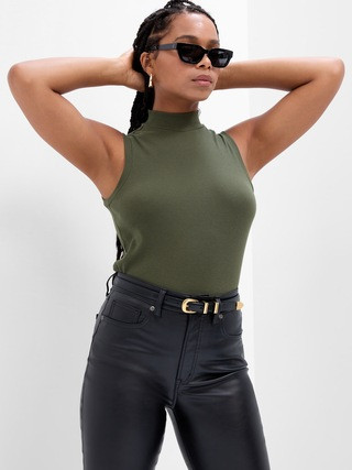 Fitted Sleeveless Mockneck T-Shirt | Gap Factory
