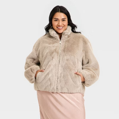 Women's Faux Fur Zip-Up Jacket - A New Day™ | Target