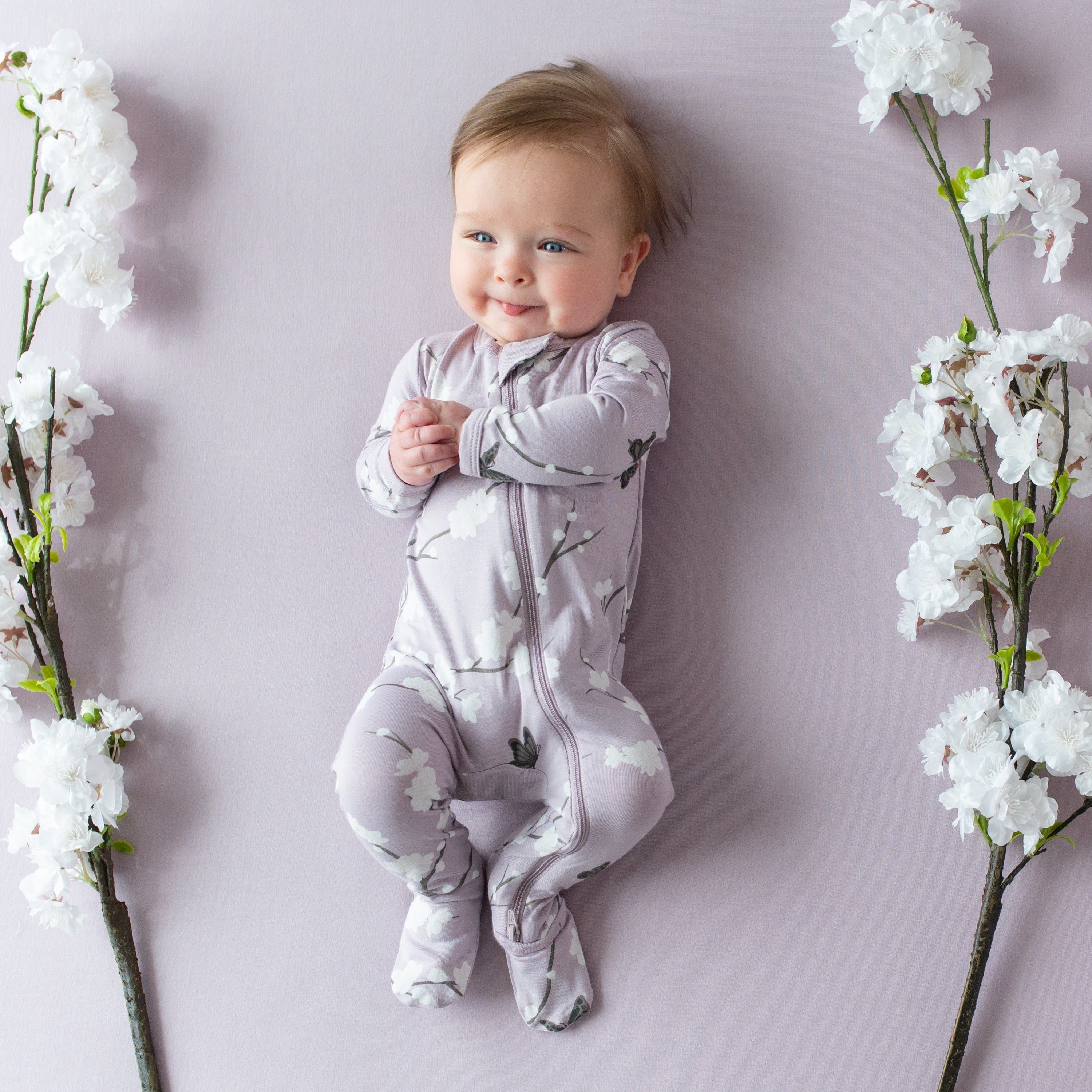 Zippered Footie in Cherry Blossom | Kyte BABY