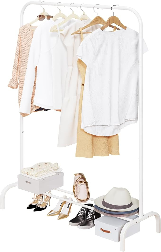 Garment Rack for Hanging Clothes Rack Heavy Duty Portable with Bottom Metal Shelf Drying Coats Sh... | Amazon (US)