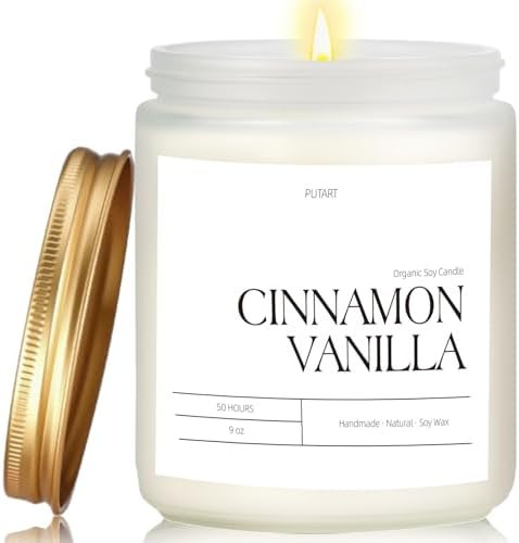 Cinnamon Vanilla Candles for Home Scented, 9oz Non Toxic Soy Candle | Amazon (US)