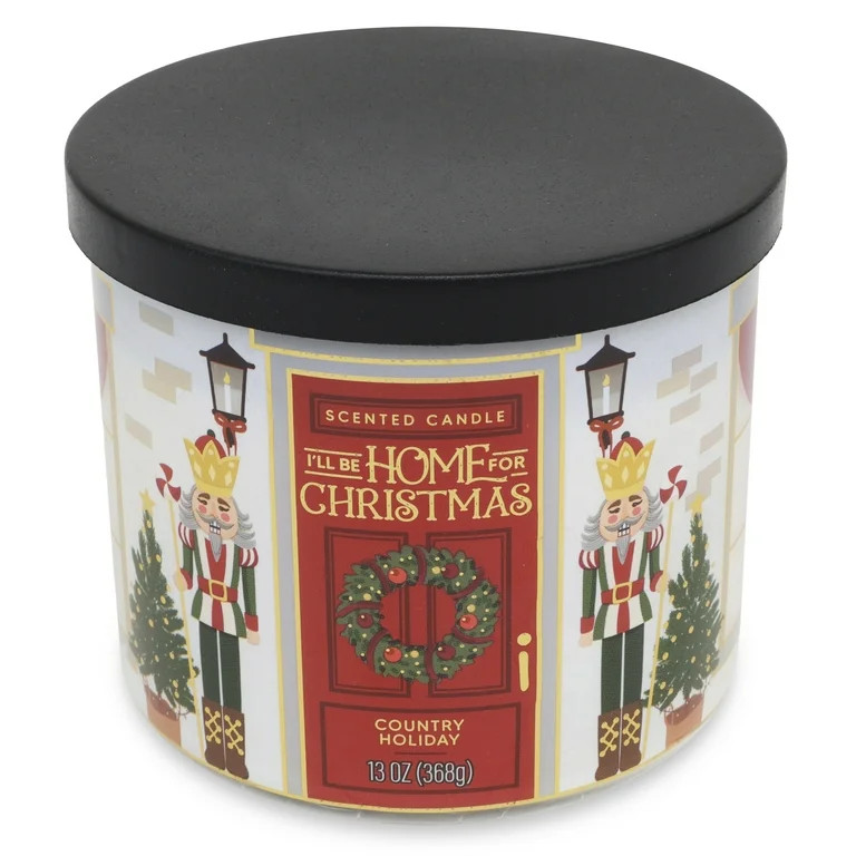 Mainstays 3-Wick Country Holiday Scented Candle with a Nutcracker Scene Wrap, 13-Ounce | Walmart (US)