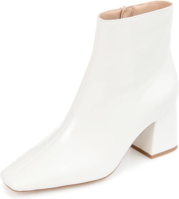 Journee Collection Womens Haylinn Bootie with Square Toe and Block Heel | Amazon (US)