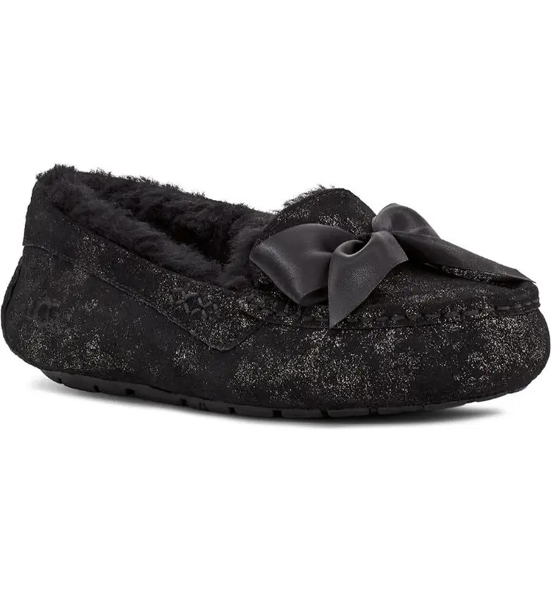 Ansley Bow Glimmer Faux Fur Lined Slipper | Nordstrom Rack