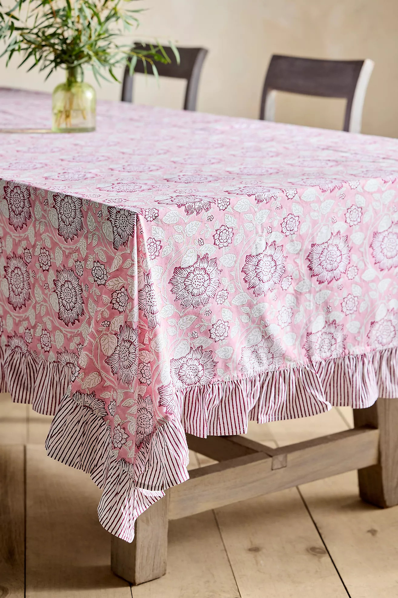 Ruffle Block Print Cotton Tablecloth | Terrain