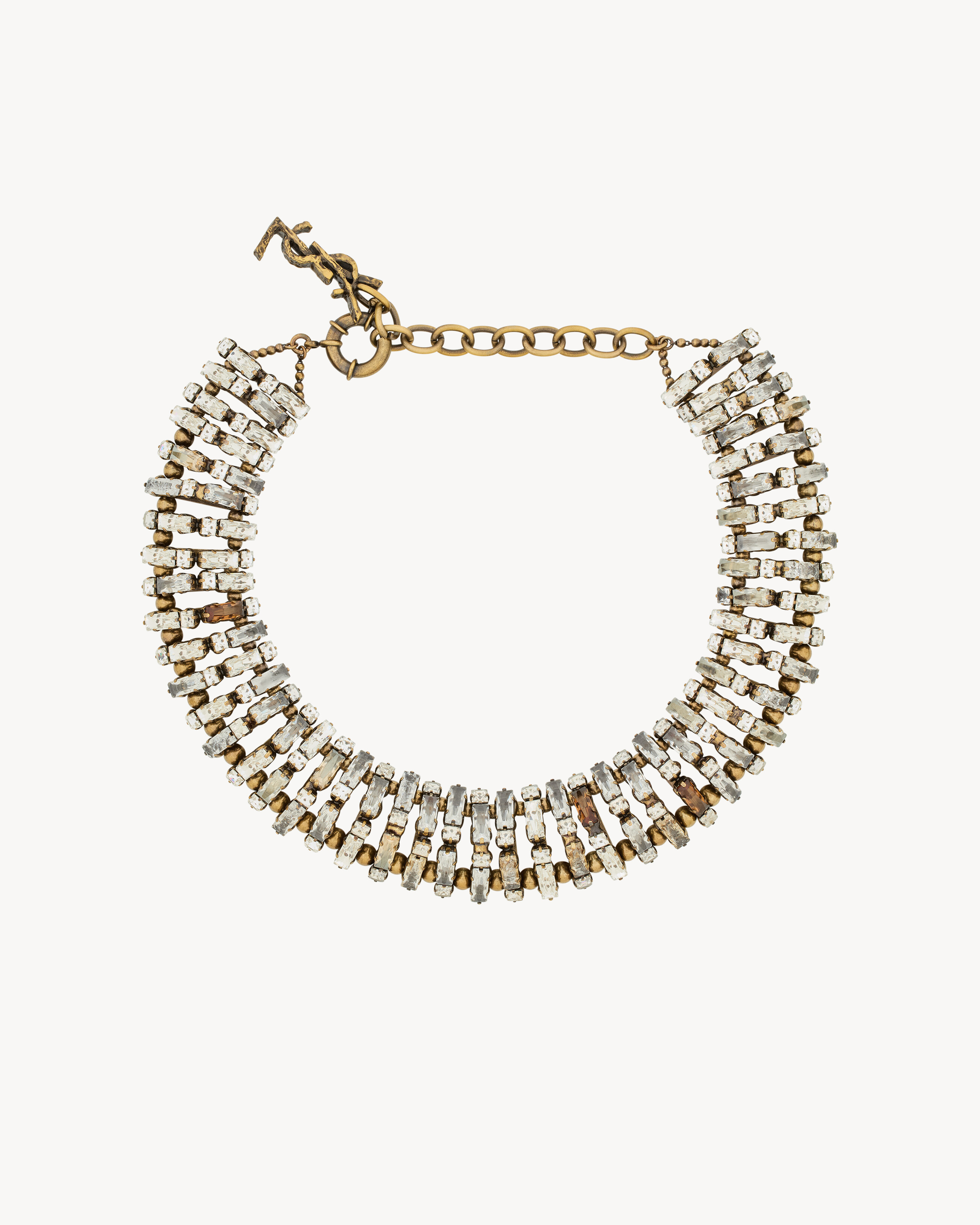 oversized crystal pyramid necklace in metal | Saint Laurent Inc. (Global)