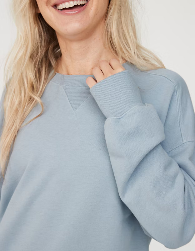 OFFLINE By Aerie Throw-Back Fleece Crewneck Sweatshirt | Aerie