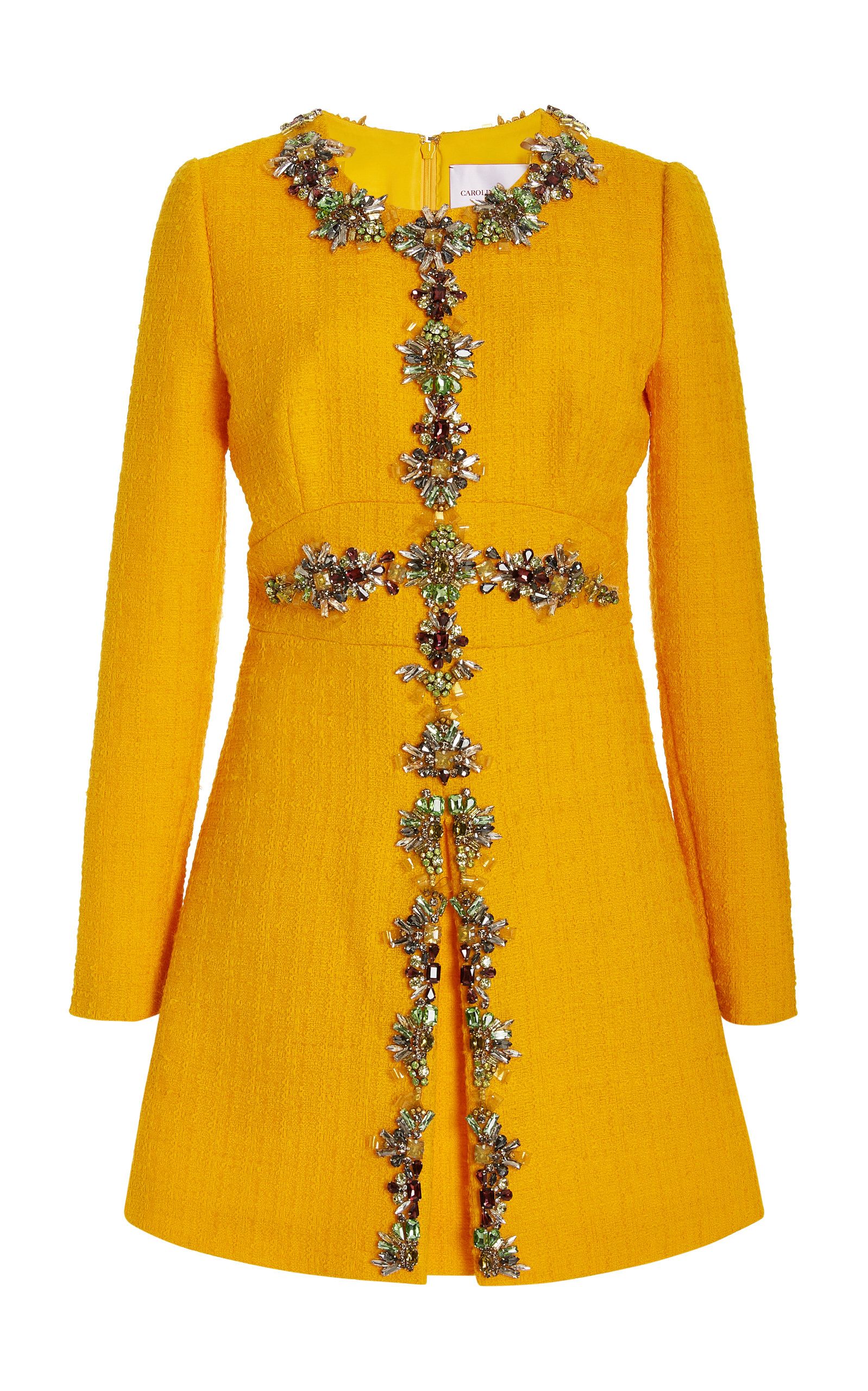 Embroidered Solid Tweed Mini Dress | Moda Operandi (Global)