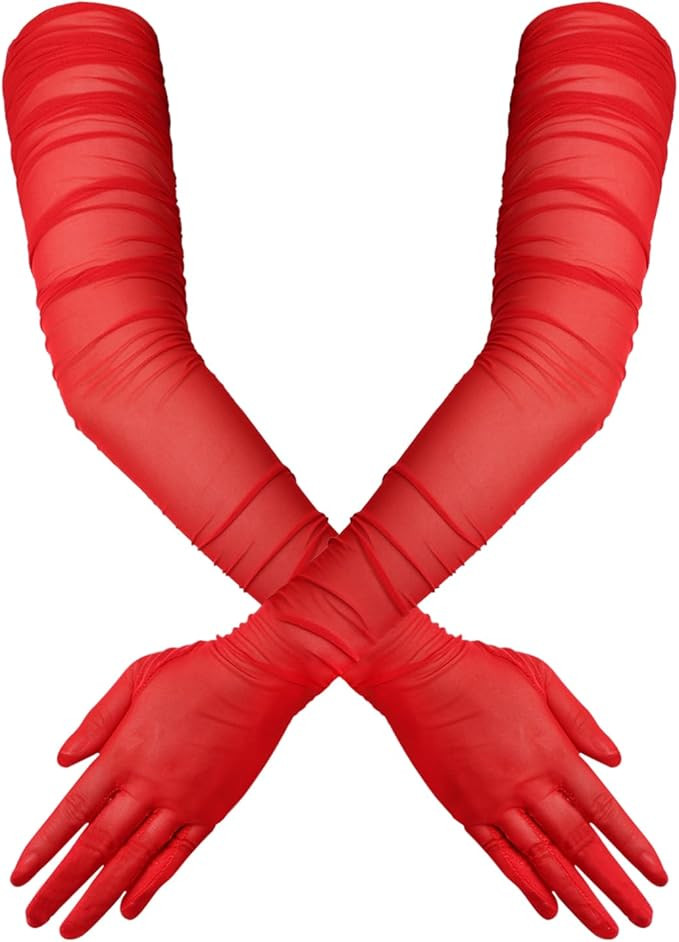 Women's Super Long Gloves, 1920s Sexy Sheer Gloves Elegant Long Opera Gloves Mesh Tulle Gloves Da... | Amazon (US)