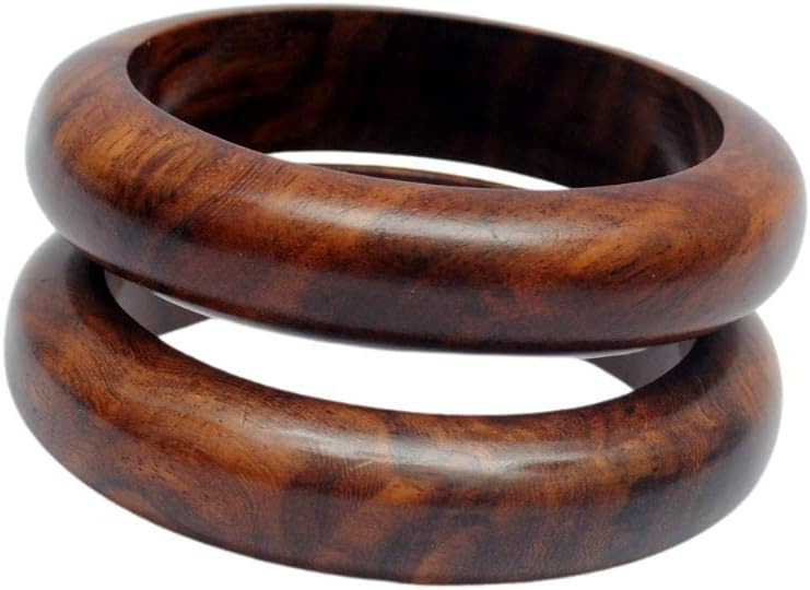 Pure Hands Spunky Tropicalia – Set of 2 Handcrafted Sisoo Wood Bangles, Satin Wax Finish, Eco-F... | Amazon (US)