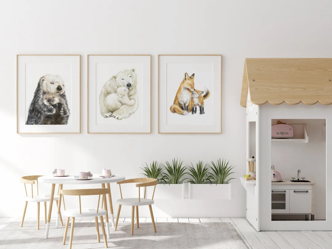 Mom and Baby Animal Nursery Art Print Set  MIX N MATCH  - Etsy | Etsy (US)