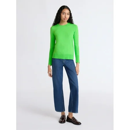 Free Assembly Women's and Women's Plus Cozy Yarn Crewneck Sweater with Long Sleeves. Lightweight, Sizes XS-4X | Walmart (US)
