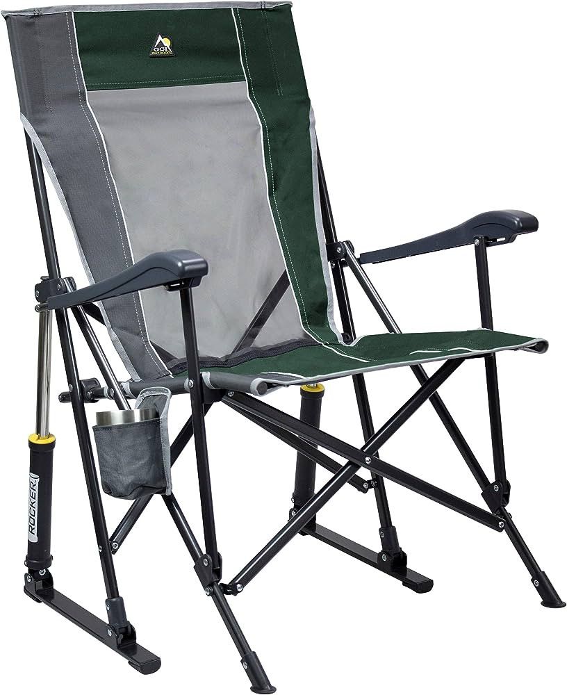 GCI Outdoor Roadtrip Rocker Collapsible Rocking Chair & Outdoor Camping Chair, Green/Grey | Amazon (US)