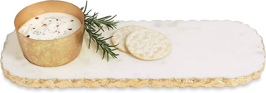 Mud Pie Chipped Marble Dip and Tray, Large, White | Amazon (US)