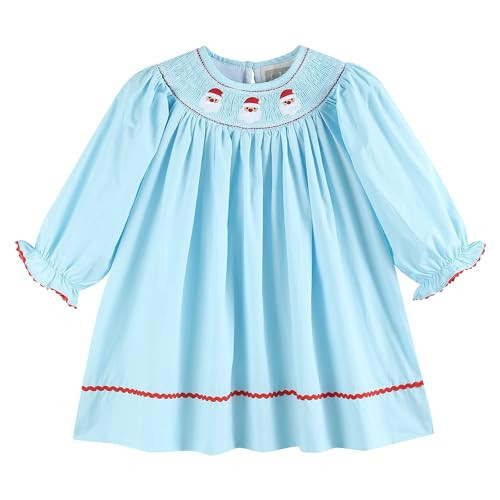 Lil cactus Blue Santa Smocked Bishop Dress, 18-24 Months | Amazon (US)