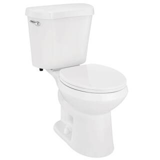 12 inch Rough In Two-Piece 1.28 GPF Single Flush Round Toilet in White Seat Included | The Home Depot