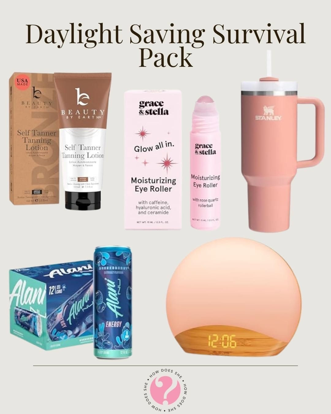 Ready to make the most out of the extra daylight! Here’s a pack to help you stay energized and beautiful. From a glowy self-tanner to an eye roller for puffy eyes, this kit has everything you need to survive daylight saving time. 🌞✨

#LTKSpringSale #LTKdayinmylife