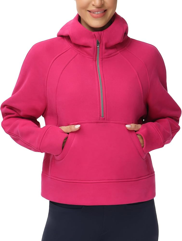 THE GYM PEOPLE Women's Half Zip Hoodies Long Sleeve Fleece Lined Crop Pullover Sweatshirts with P... | Amazon (CA)