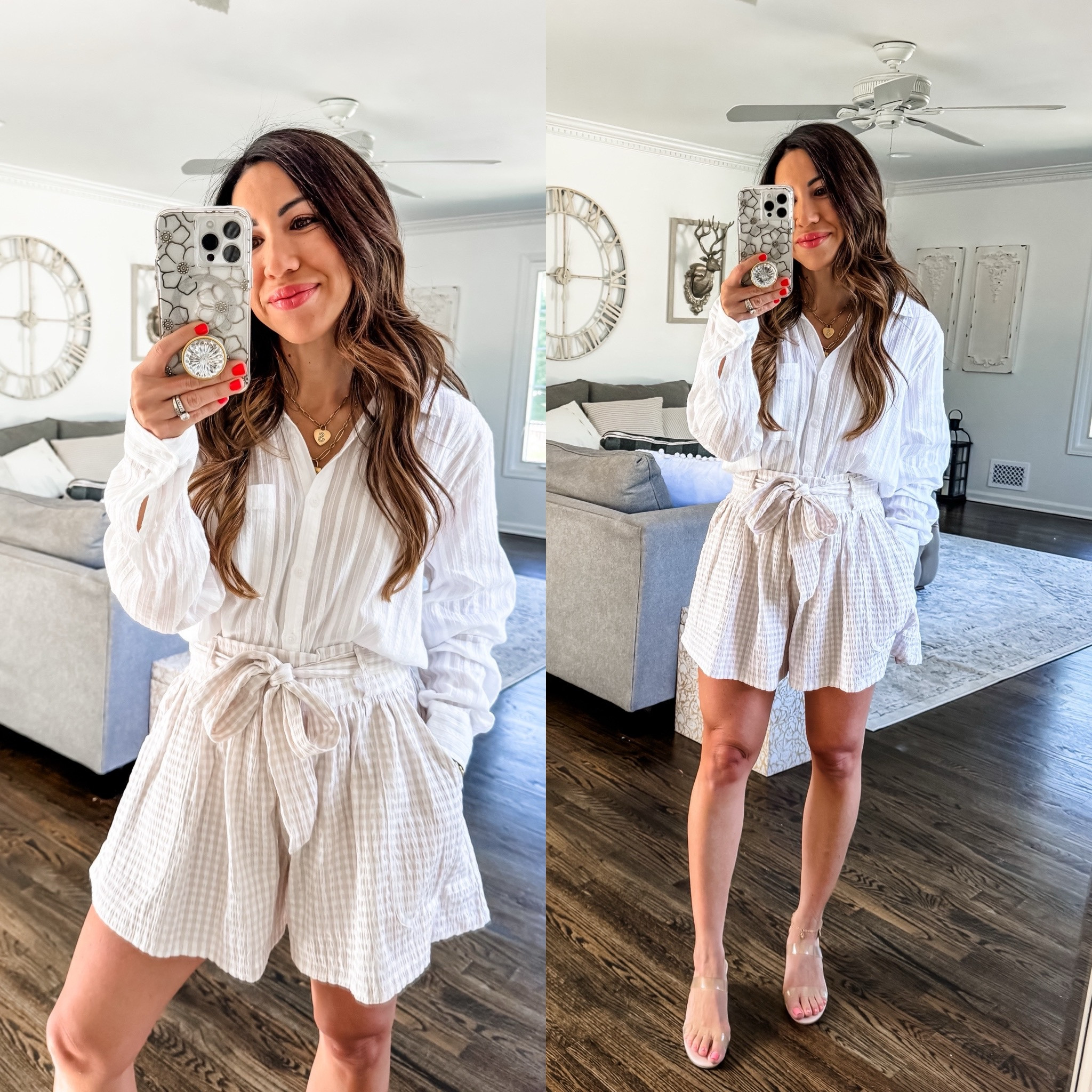 Splendid code: tammysp24. All runs tts. Gingham shorts, seersucker, white button down shirt 

#LTKOver40 #LTKFindsUnder100 #LTKSaleAlert