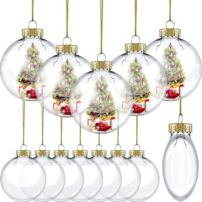 Clear Christmas Plastic Ball Transparent Fillable Sphere Light Bulb with Rope and Removable Metal... | Amazon (US)