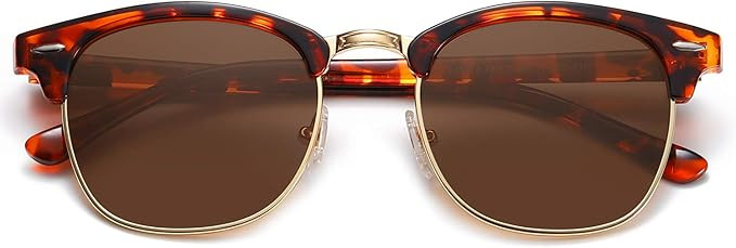 SOJOS Retro Semi Rimless Polarized Sunglasses Horn Rimmed UV400 Glasses SJ5018 | Amazon (US)
