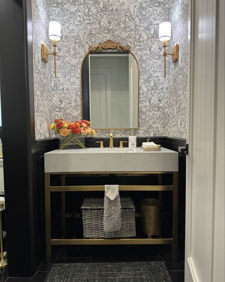 Powder Bathroom upgrade!

We renovated last year and gutted the bathrooms. I love how all of this turned out. The wallpaper is Eijffinger - Auguste Charcoal Floral.

#everypiecefits

Home decor
Home remodel 
Bathroom renovation
Bathroom remodel
Home decorations 
House decor
Interior design 

#LTKFamily #LTKStyleTip #LTKHome