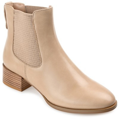 Journee Collection Women's Chayse Pull On Stacked Heel Booties Tan 12 | Target