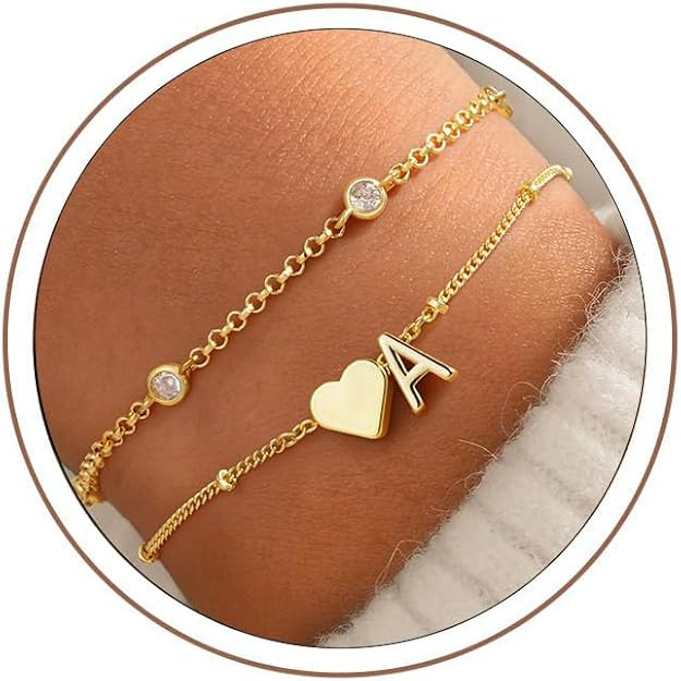 Turandoss Easter Basket Stuffers for Kids Teen Girls - Dainty 14K Gold Plated Layered Heart Lette... | Amazon (US)
