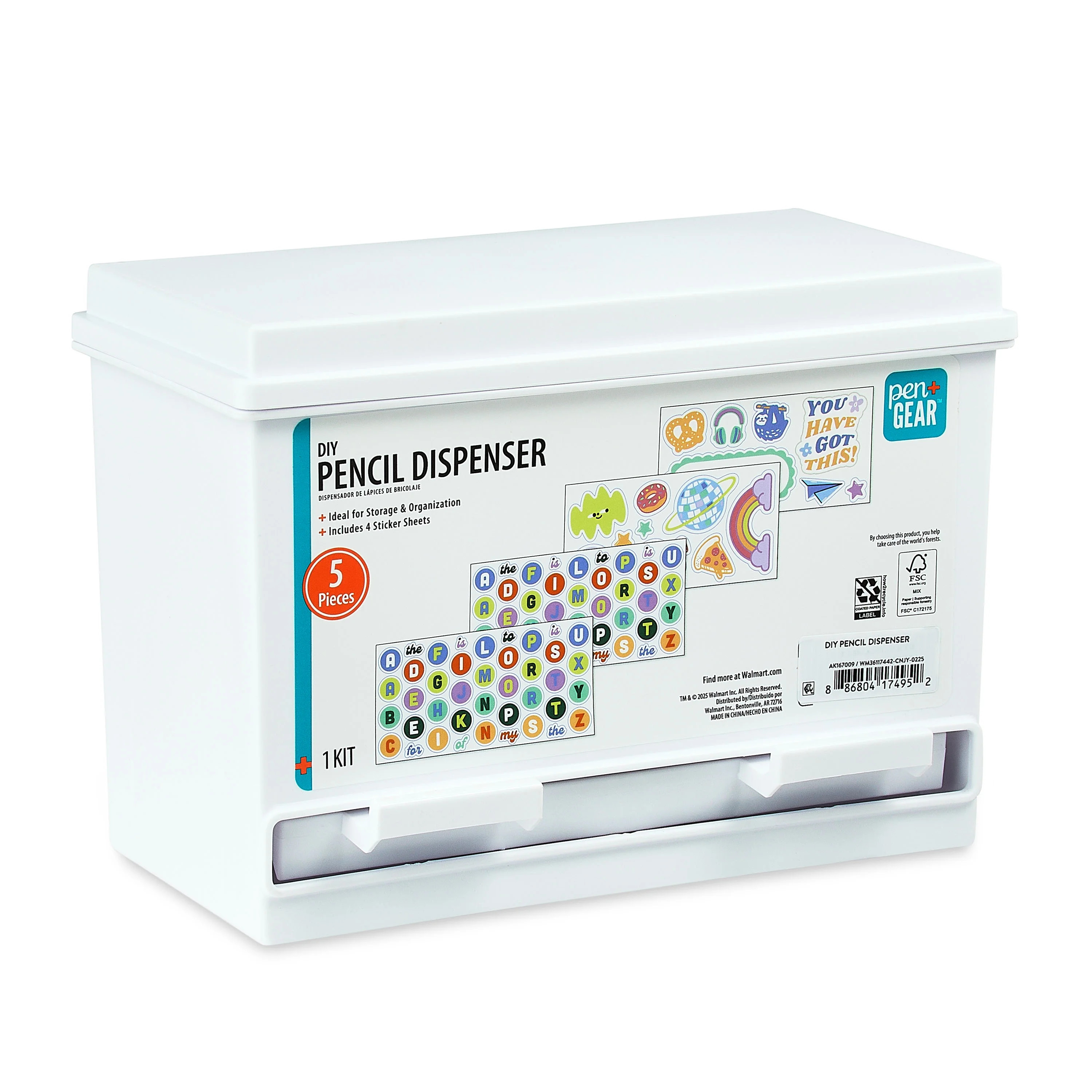 Pen+Gear DIY Plastic Rectangle Pencil Dispenser with Sticker Sheets, 5 Pieces, 8.98" x 4.76" x 6.... | Walmart (US)