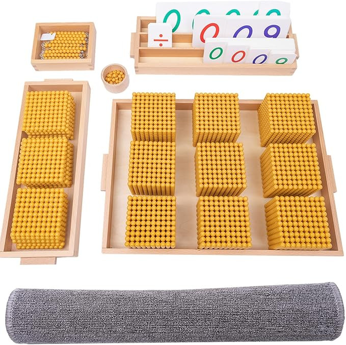 Montessori Golden Beads with Soft Carpet,Montessori Math,Decimal System Bank Game,Good Choice for... | Amazon (US)