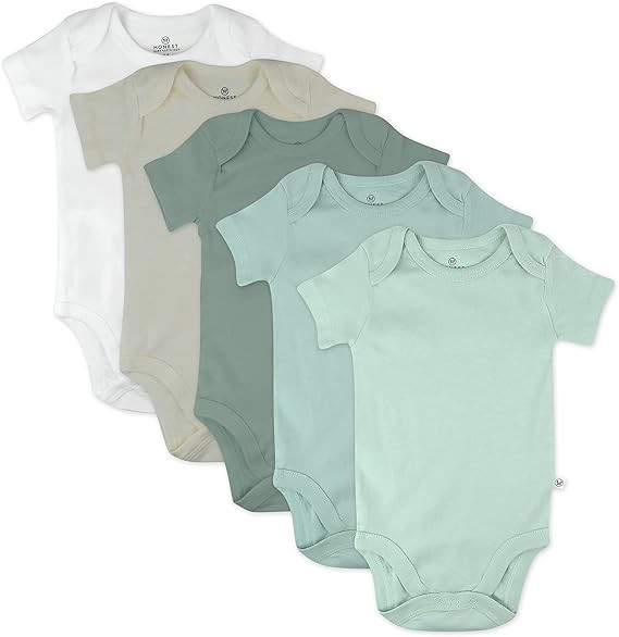 HonestBaby baby-girls 5-pack Short Sleeve Bodysuits One-piece 100% Organic Cotton for Infant Baby... | Amazon (US)