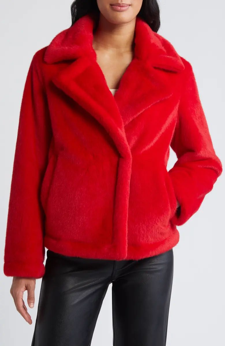 Notched Lapel Faux Fur Jacket | Nordstrom