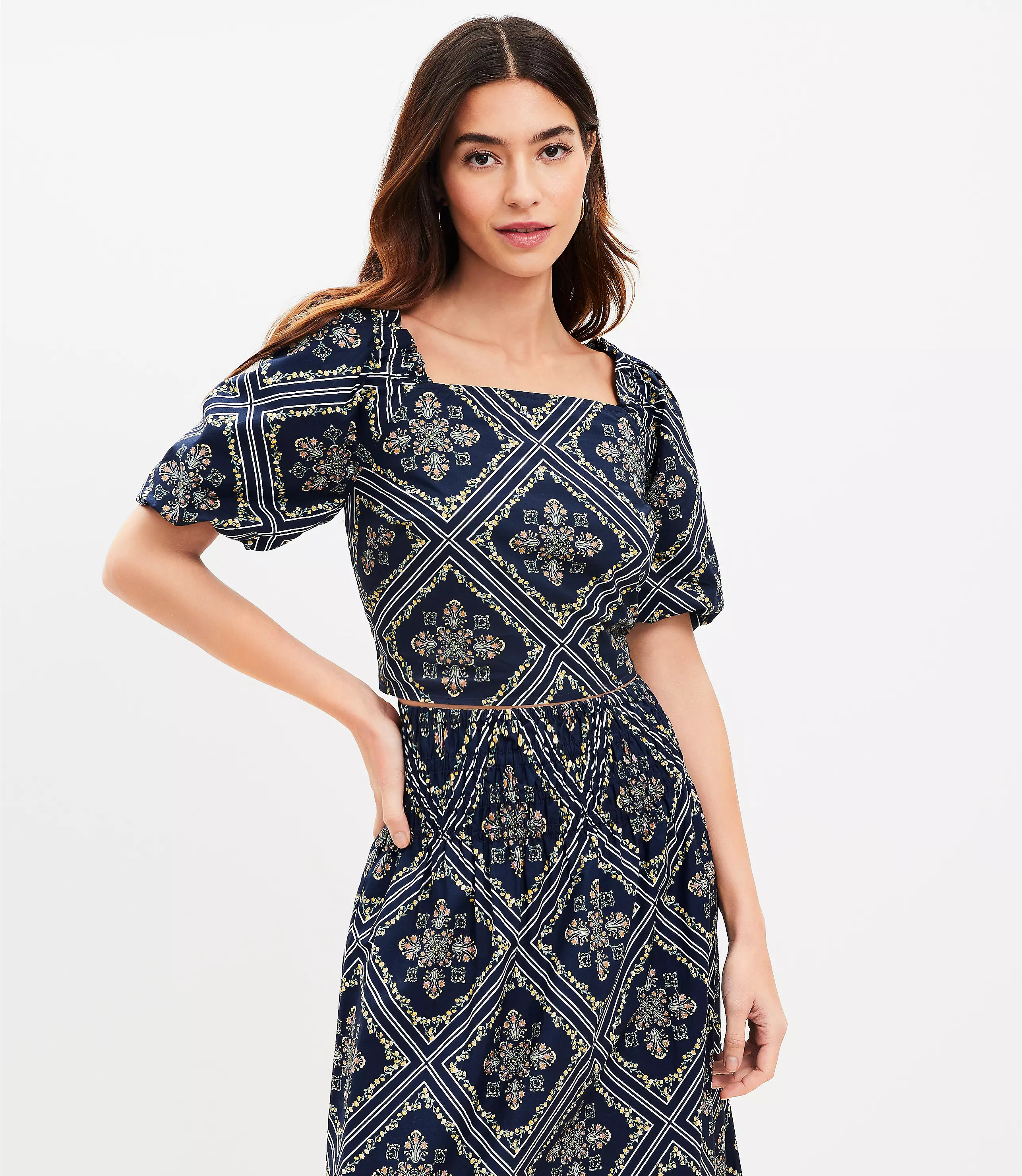 Tuilerie Square Neck Puff Sleeve Top | LOFT