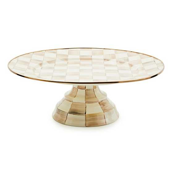 Mocha Check Large Pedestal Platter | MacKenzie-Childs