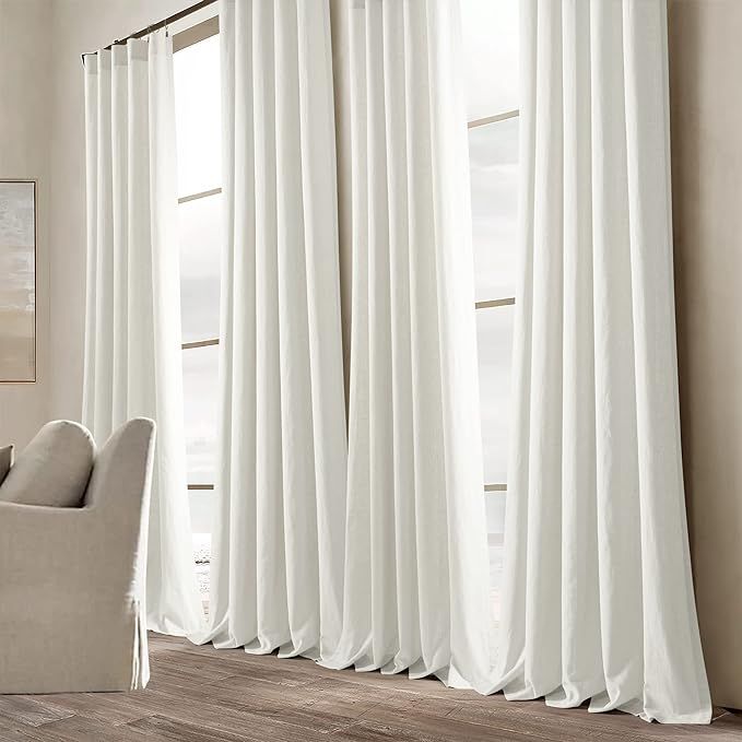 Lush Decor Belgian Flax Prewashed Linen Rich Cotton Blend Window Curtain Panel (Single Panel), 84... | Amazon (US)