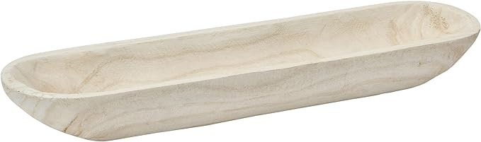 Creative Co-Op Decorative Paulownia Wood Bowl, White Tray | Amazon (US)