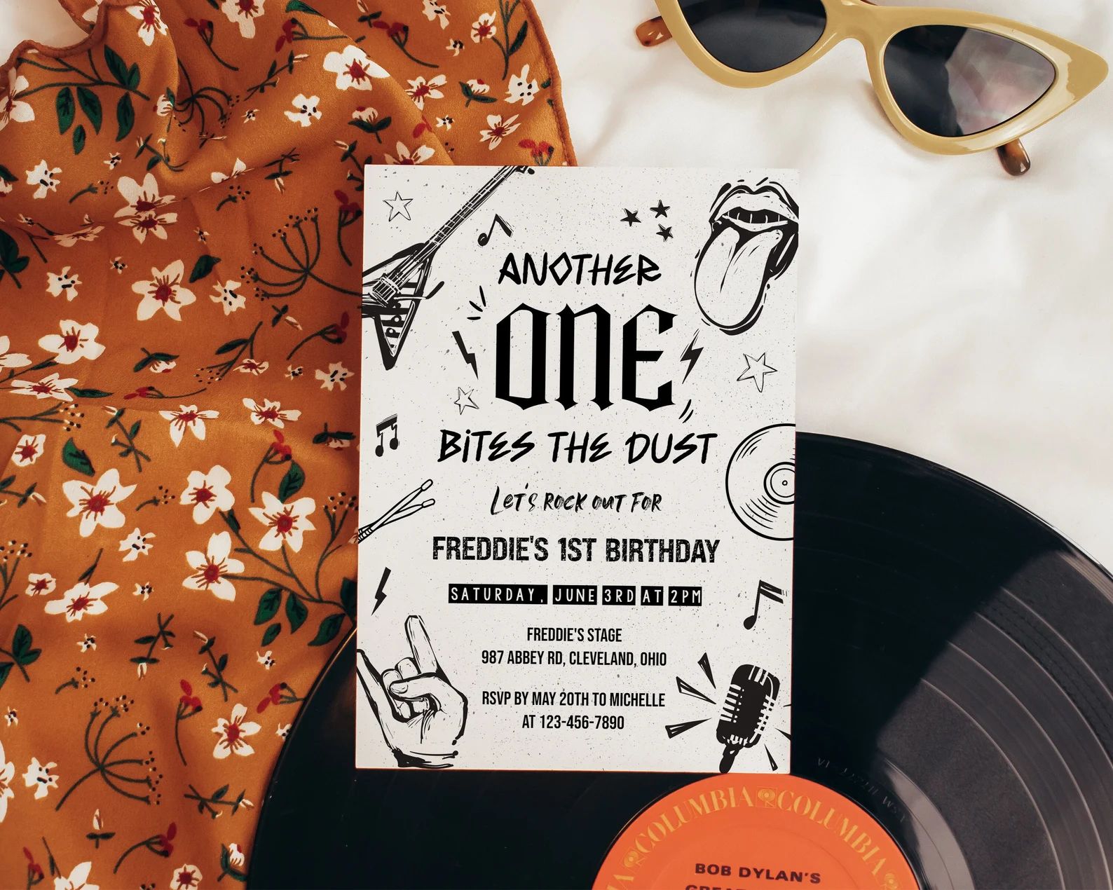 Another One Bites The Dust Invitation Template, Rock 1st Birthday Invite, Rock and Roll First Bir... | Etsy (US)