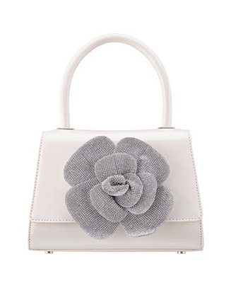 Nina Crystal Flower Embellished Patent Satchel Bag - Macy's | Macy's