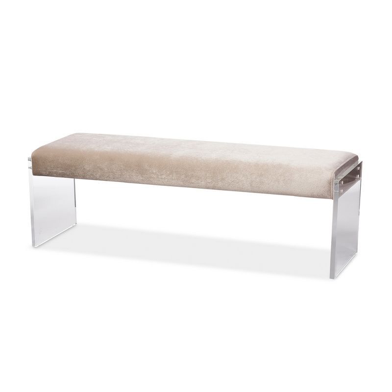 Hildon Modern and Contemporary Microsuede Fabric Upholstered Lux Bench with Paneled Acrylic Legs ... | Target