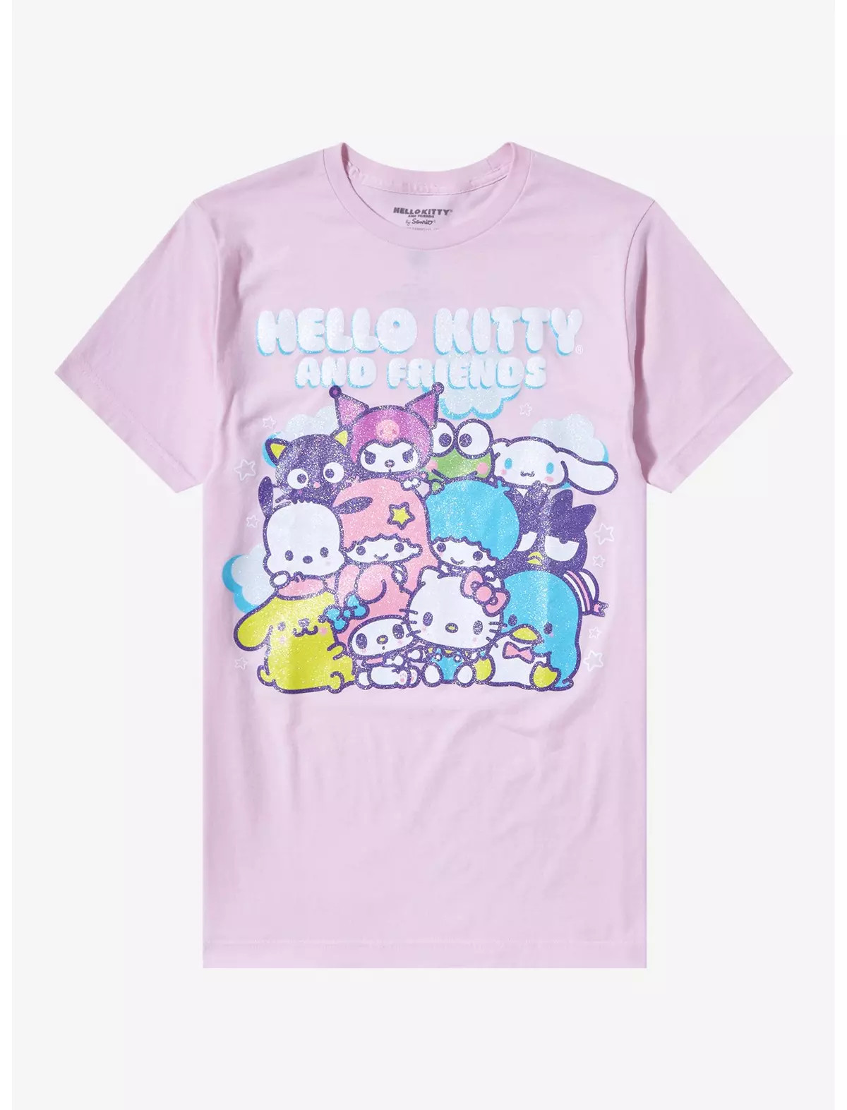 Hello Kitty And Friends Iridescent Glitter Pastel Boyfriend Fit Girls T-Shirt | Hot Topic