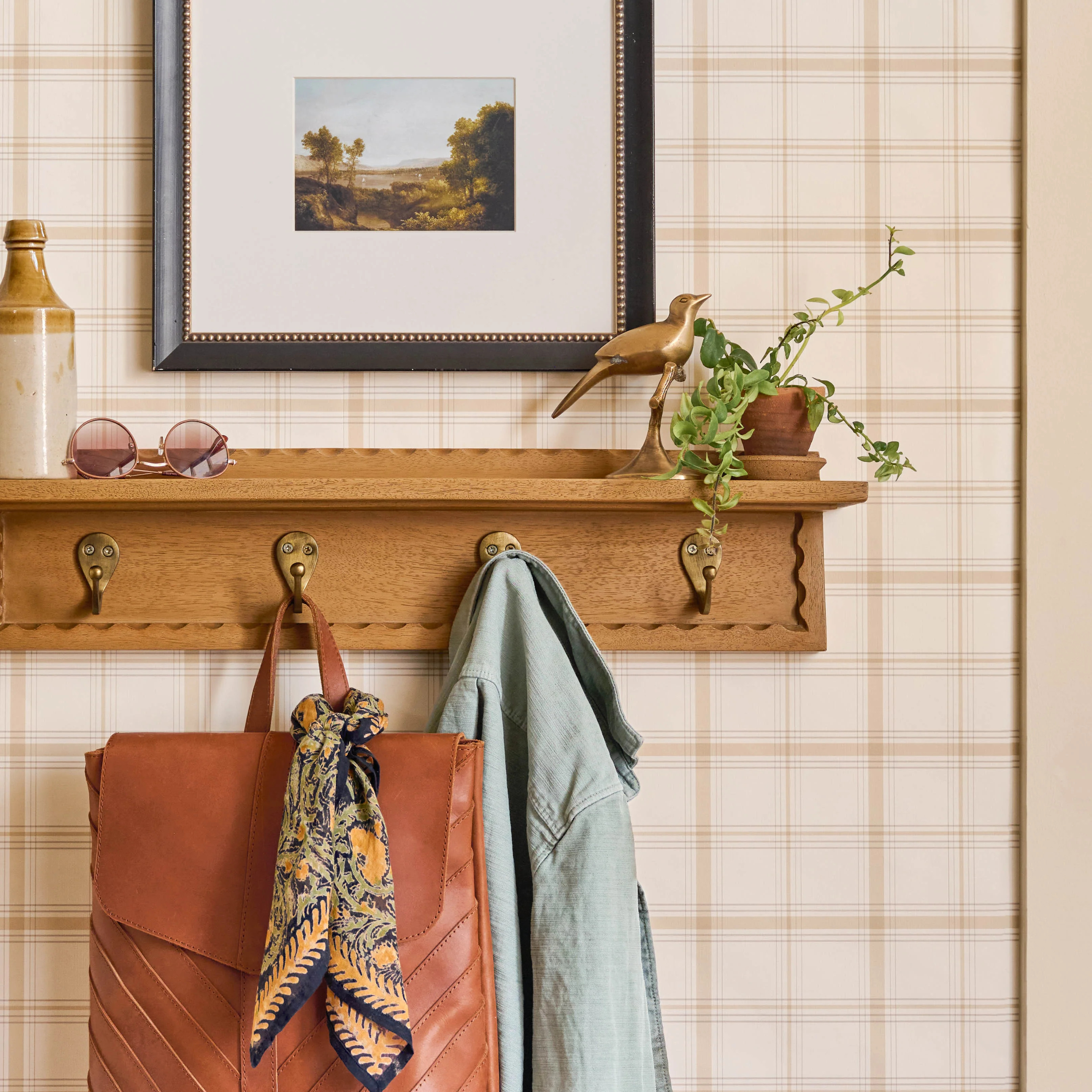 Wade Wood Wall Shelf with Hooks | Magnolia