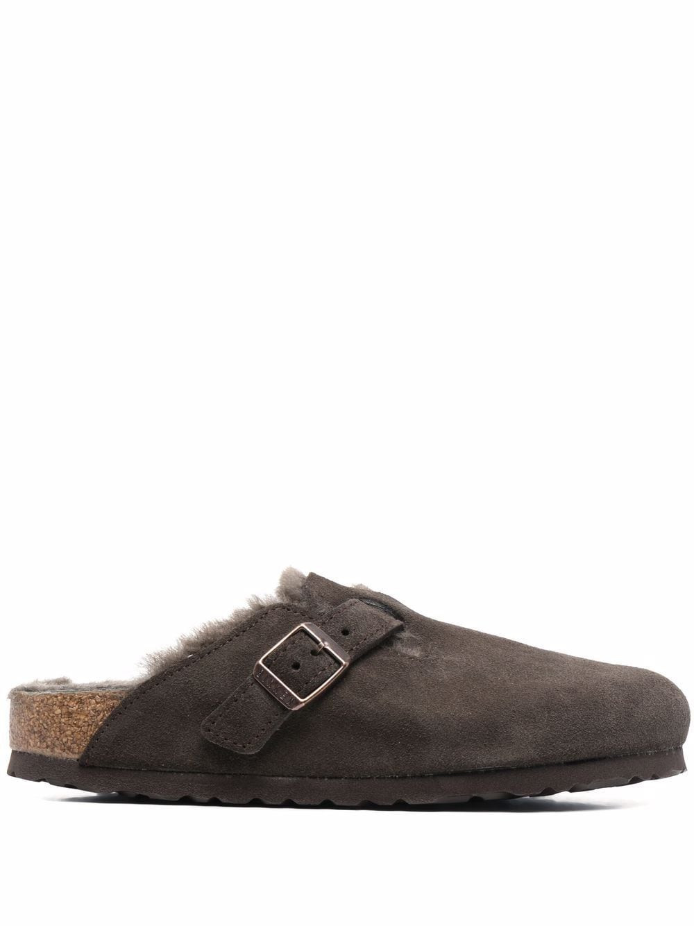 Birkenstock - Mule Boston com pelos - mulher - camurça - 35 Narrow - Verde | Farfetch (BR)