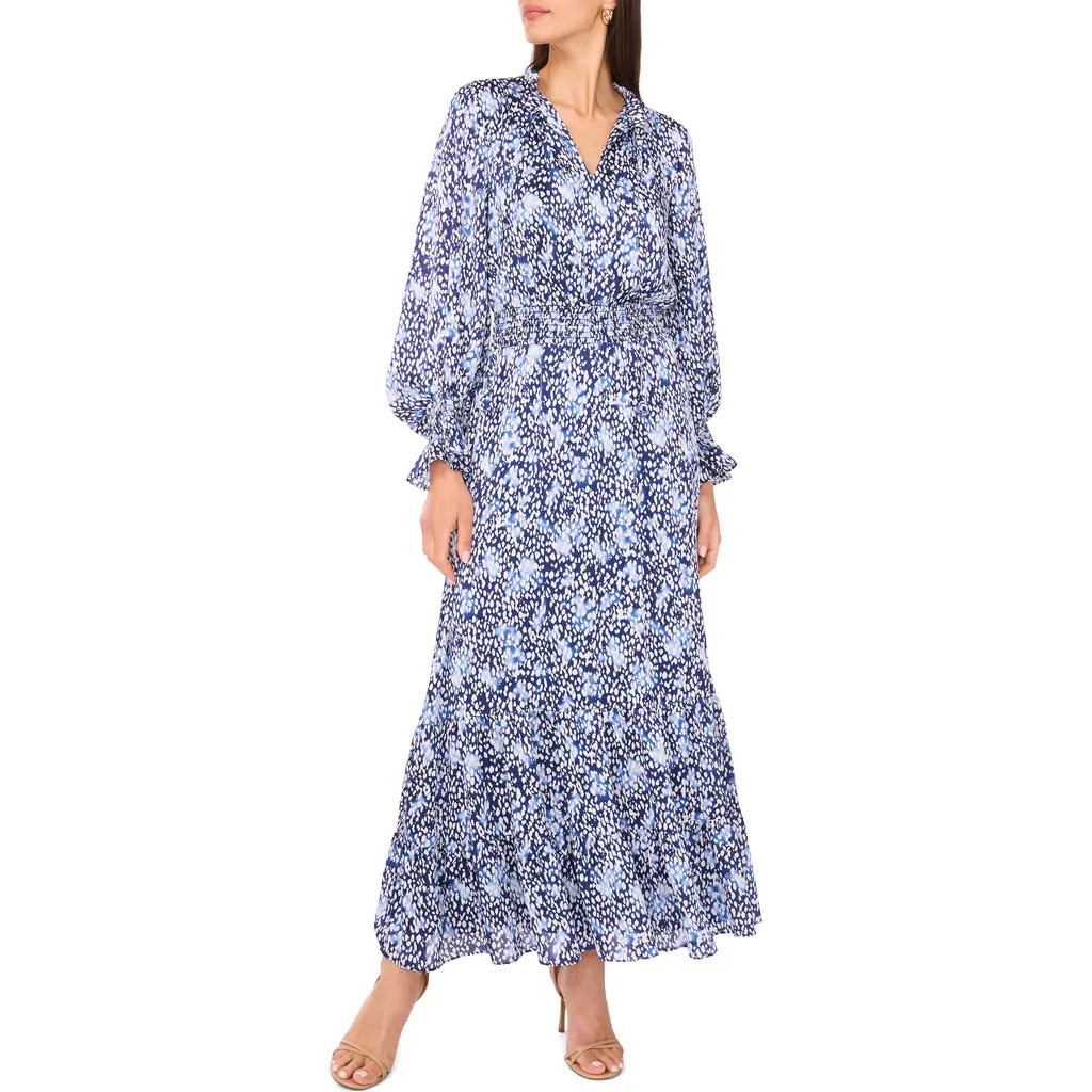 Vince Camuto Metallic Abstract Print Long Sleeve Maxi Dress in Classic Navy at Nordstrom Rack, Size Large | Nordstrom Rack