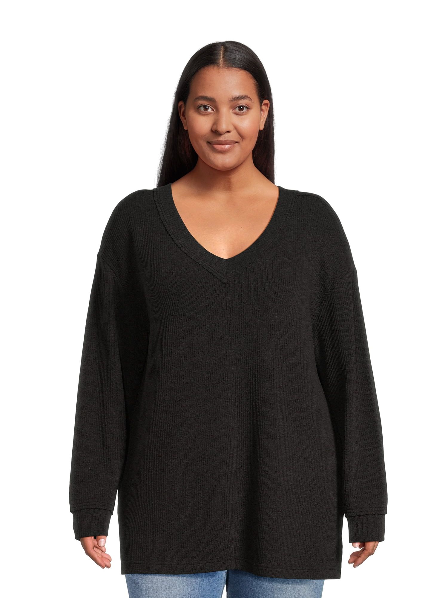 Terra & Sky Women’s Plus Size Textured Tunic Sweatshirt - Walmart.com | Walmart (US)