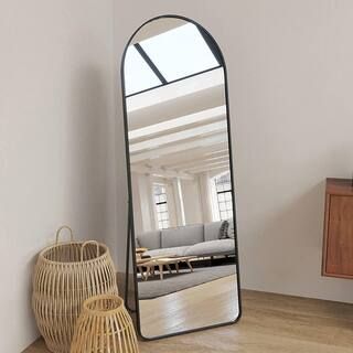 Nestfair 20 in. W x 63 in. H Black Arched Free Standing Metal Framed Full Length Floor Mirror | The Home Depot