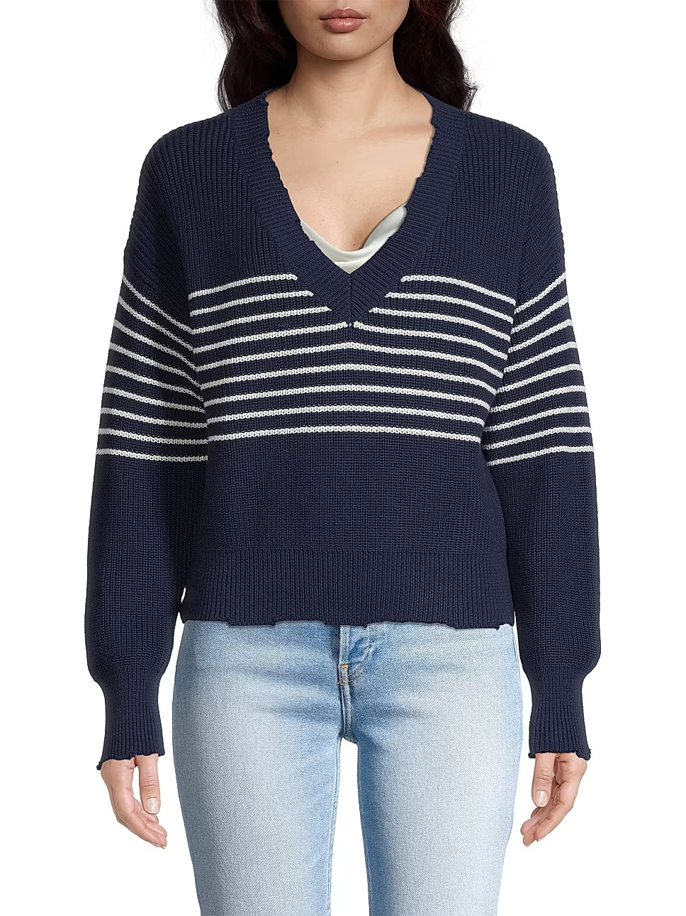 Lea Distressed Stripe Cotton Pullover Sweater | Saks Fifth Avenue
