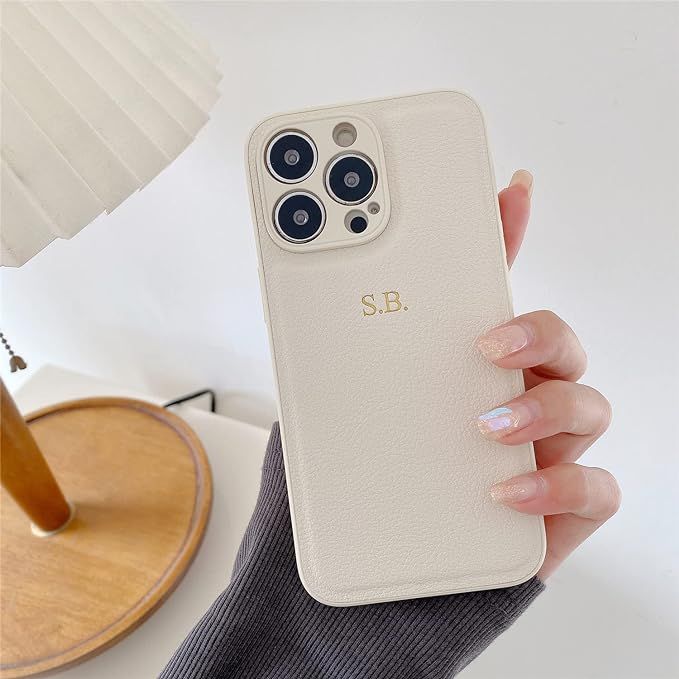 Personalise Gold Silver Initial Letters Leather PU Soft Case for Iphone 14 12 Pro Xs Max 13 Mini ... | Amazon (US)