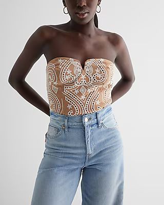 Embroidered Eyelet V-Wire Tube Top | Express