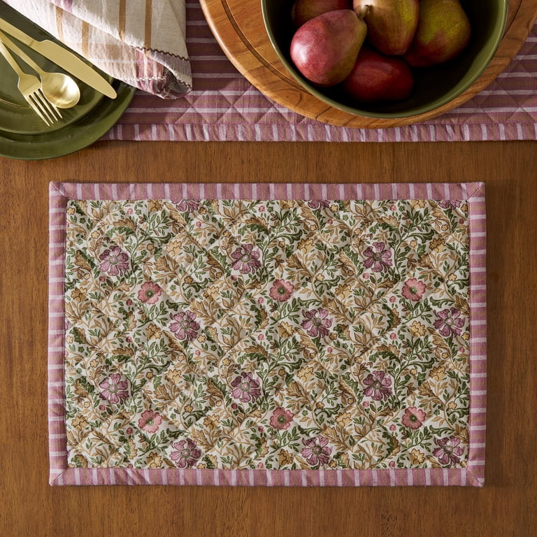 Better Homes & Gardens Edith Vine Reversible Placemat, 20 in x 14 in, Cotton Polyester Linen Blen... | Walmart (US)