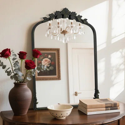 Vintage Metal Wall Mirror – Ornate Antique Vanity Mirror with Iron Frame | Wayfair North America